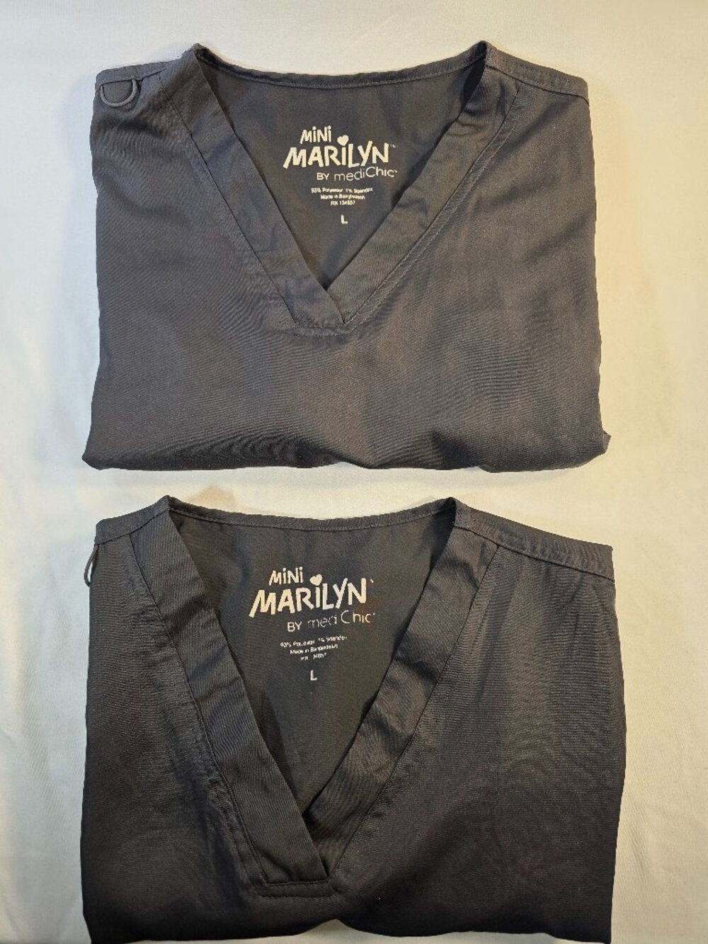 Marilyn Monroe by MediChic Scrub Tops Lot of 2 V Neck Short Sleeve Gray Size L